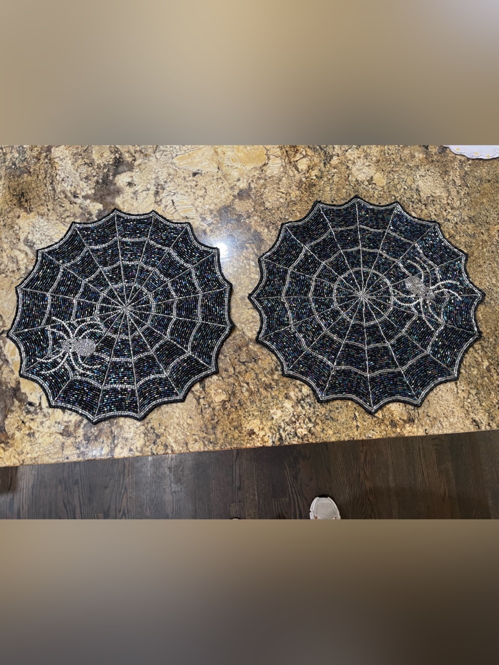 TAHARI 15” beaded Charger spider and web design  - set of 2 Brand new